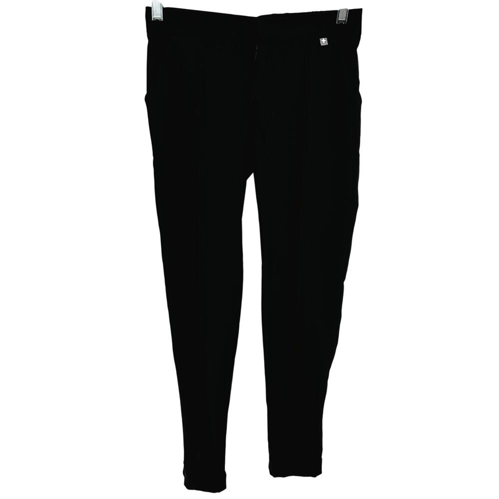 Figs Satura Seamed Front Scrub Pants High Waist Cuffed Straight Black XXS